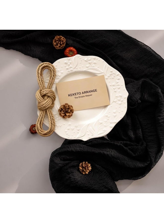 اسرلي وايت مفرش طاولة من قماش الجبن، مفرش طاولة من قماش الجبن الأسود، مفرش طاولة من الشاش بنمط بوهيمي - Image 3